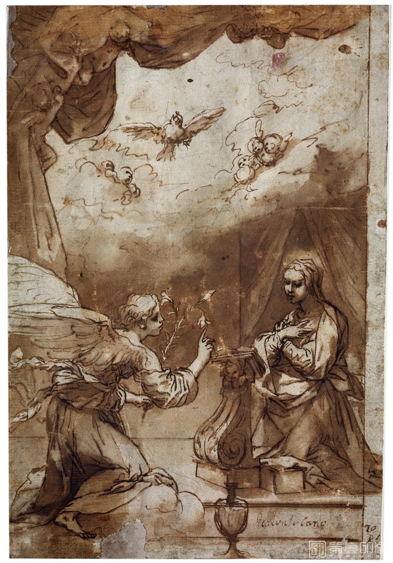 素描-西班牙普拉多美术馆素描藏画-Cano, Alonso-La Anunciacion-0733